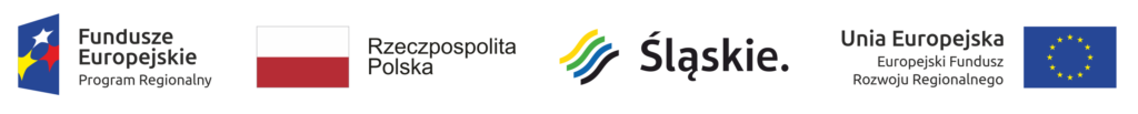 Logotypy: Fundusze Europejskie, Flaga dwukolorowa (Polski), Śląskie, Unia Europejska