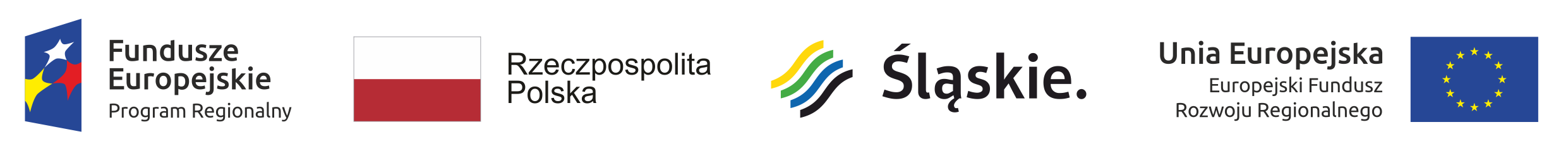 Logotypy: Fundusze Europejskie, Flaga dwukolorowa (Polski), Śląskie, Unia Europejska