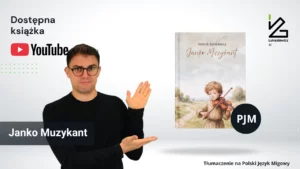 Mężczyzna pokazujący okładkę książki