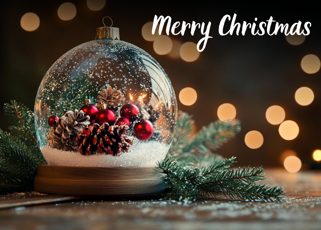 Szklana bombka z ozdobami w środku