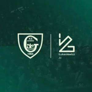 Logo GKS Katowice i Logo Łukasiewicz AI