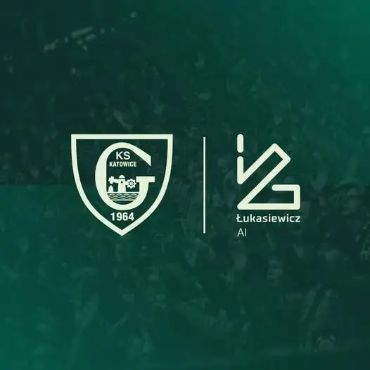 Logo GKS Katowice i Logo Łukasiewicz AI